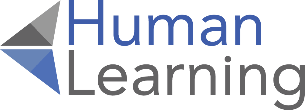 logo de Human Learning, plataforma elearning para instituciones y empresas, nombre de la marca en gris